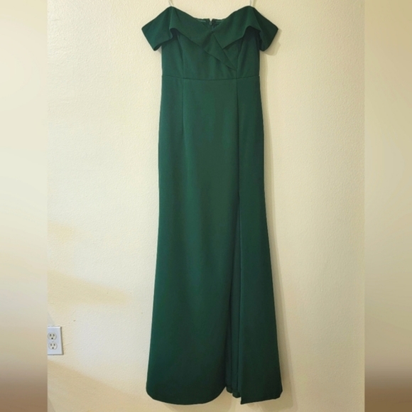 Lulus Song of Love Off-the-Shoulder Maxi Dress w/High Slit- Bridesmaid or Formal - Picture 6 of 6